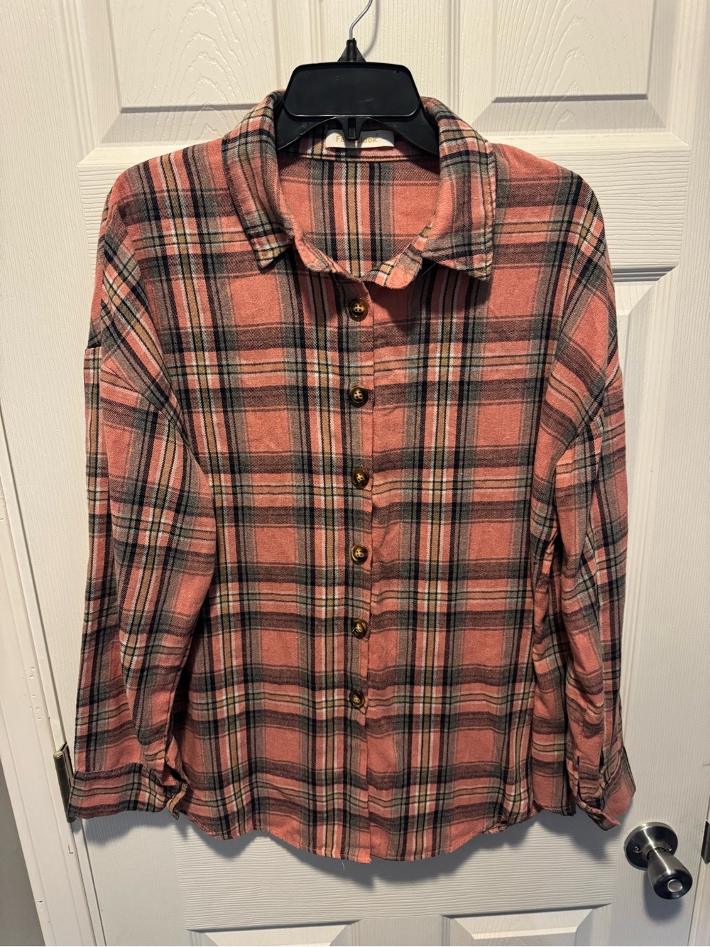 Women's Pink Plaid Button-Up Shirt